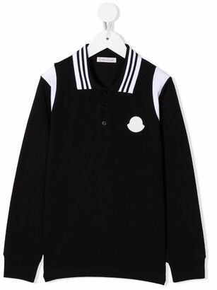 Moncler Enfant Logo-Patch Long-Sleeved Polo Shirt