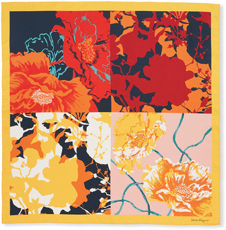 Ferragamo Studio Floral Print Square Silk Scarf