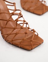 Thumbnail for your product : ASOS DESIGN Wide Fit Pearl caged tie leg high shoes in tan