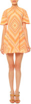 Thumbnail for your product : Valentino Mitered-Diamond Print Mini Dress, Coral