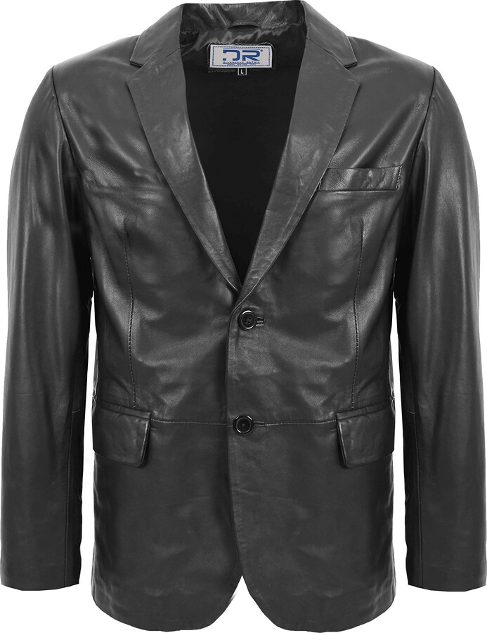 Divergent Retail DR170 Men's Blazer Leather Jacket Black (as8 ShopStyle