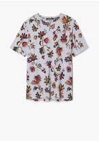 Thumbnail for your product : Derek Lam Indian Floral Short Sleeve Oversize Printed Tee