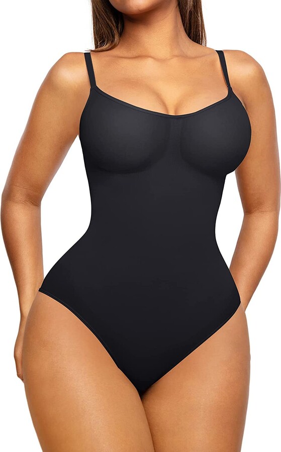 FeelinGirl Body Shaper Tummy Control Seamless Thong Shapewear Butt Lifter  Bodysuit Back Support Women's Shaping Bodysuits Adjustable Straps (M/L  Black) - ShopStyle