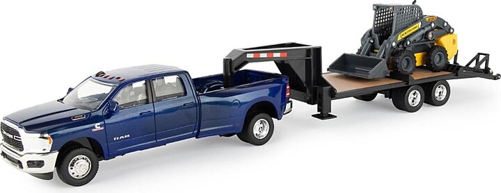 Tomy Unisex 1/32 Ram Dually Quad Cab with Lowboy & New Holland Skid Steer Toy - Ages 2-4