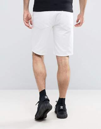 ASOS Denim Shorts In Slim Fit With Heavy Rips In White