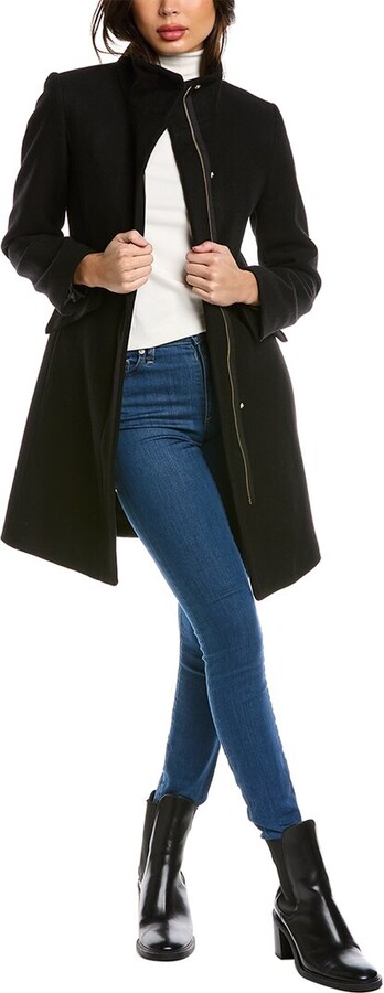 cole haan wool blend tie waist coat