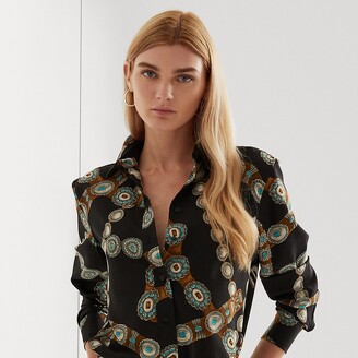 Lauren Ralph Lauren Ralph Lauren Belt-Print Crepe Shirt - ShopStyle Tops