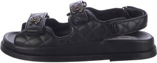 Chanel Interlocking CC Logo Leather Slides