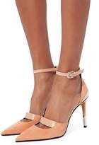Thumbnail for your product : Balmain Logo Strap Pink Suede Stiletto Pumps
