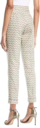 Brock Collection Peregrine High-Rise Skinny Floral-Jacquard Pants