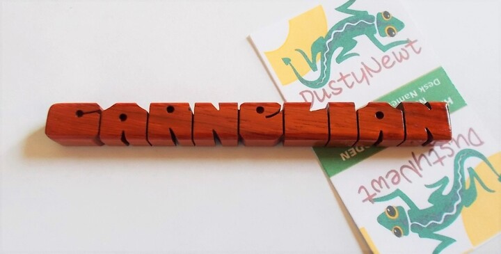 Name Refrigerator Magnet in Paduak Wood, Custom Carved To Order