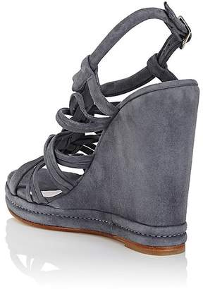 Barneys New York Women's Knotted-Strap Suede Platform-Wedge Sandals