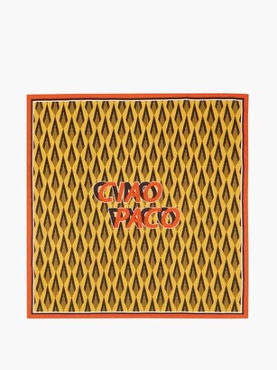 Paco Rabanne Ciao Paco Geometric-print Satin Scarf - Yellow Multi