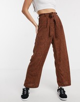 Thumbnail for your product : Brave Soul issey wide leg printed pants with tie waist