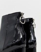 Thumbnail for your product : Steve Madden Roxter black patent mid heeled ankle boots with square toe