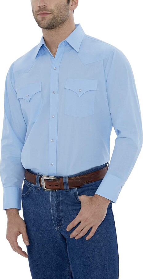 TURETRENDY Men's Western Cowboy Fringe Shirt Long Sleeve Rose
