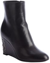 Thumbnail for your product : Christian Dior black leather 'Cannage Day Wedge' ankle boots