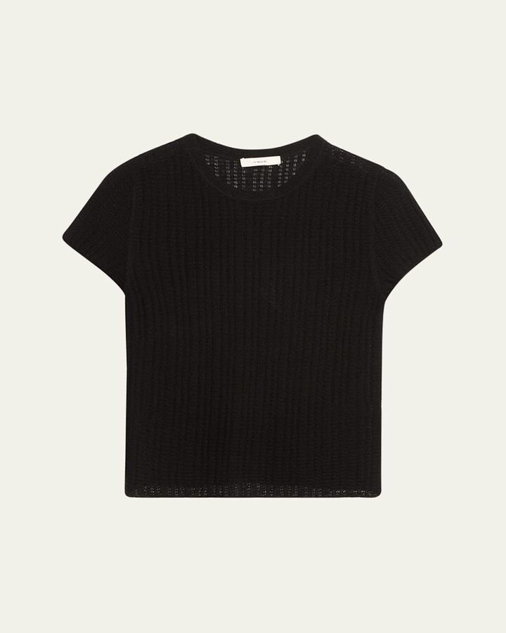 Vince Crewneck Waffle-Knit Top