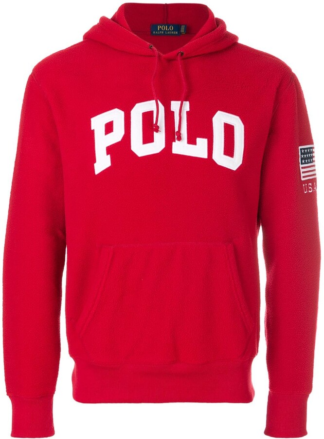 red polo fleece hoodie