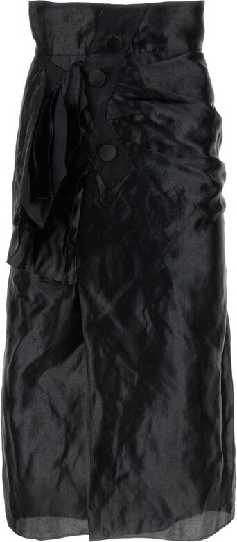 Maison Margiela Draped Detailed Midi Skirt