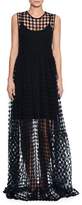 Thumbnail for your product : Jil Sander Round-Neck Sleeveless Trapeze Long Dress with Crochet Trim