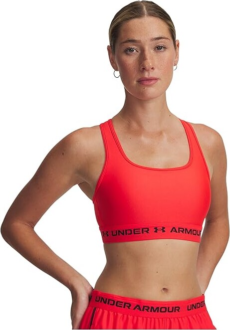 Under Armour Crossback Mid Impact Bra Women's Lingerie Racer Red/Black : 2XL (US 18), Polyester/Elastane