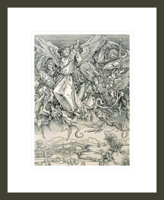 1000Museums St. Michael Battling with the Dragon from the 'Apocalypse' or 'The Revelations of St. John the Divine' by Albrecht Dürer -Framed Giclee Print