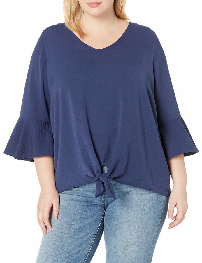 Amy Byer Womens V Front Popover Top with Necklace Blouse