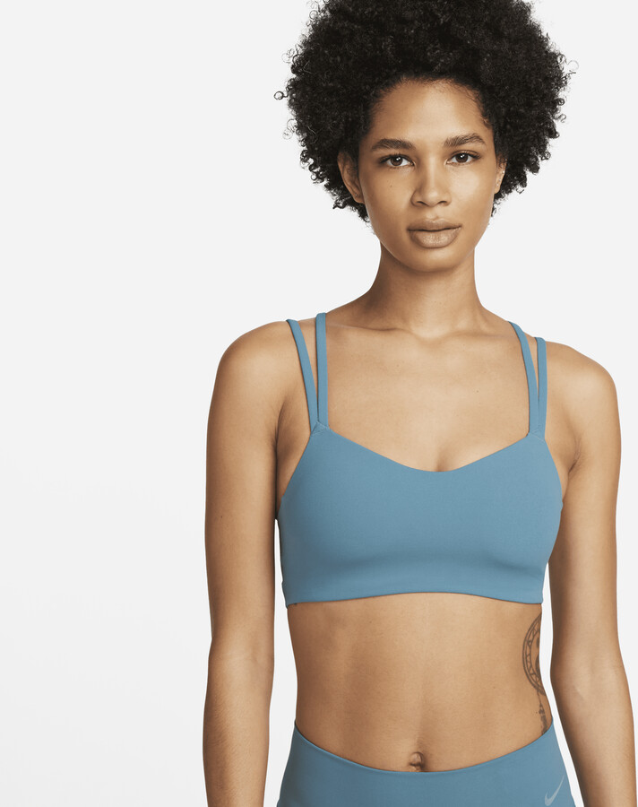 Nike Women's Alate Trace Light-Support Padded Strappy Sports Bra in Blue -  ShopStyle
