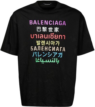 balenciaga multi logo t shirt