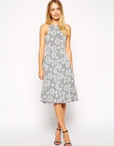 Thumbnail for your product : ASOS Textured Low Back Midi Dress in Floral Print