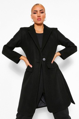 black wool look coat