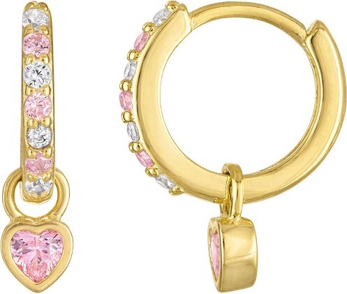 Junior Jewels JuniorJewels14KGoldOverSterlingSilverCubicZirconiaHoopEarrings
