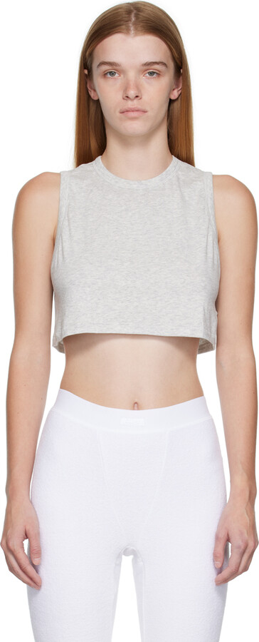 Skims Cotton Ribbed Cropped Tank Top