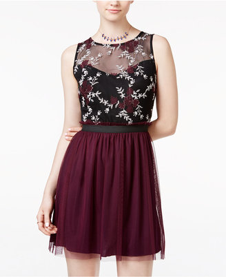 Speechless Juniors' Contrast Lace Tulle Dress