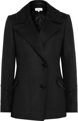 Reiss Lillie - Wool-blend Button-front Coat in Black