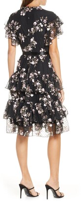 Rachel Parcell Embroidered Tiered Mesh Dress