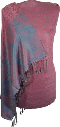 World of Shawls Ladies Floral Paisley Bordered Pashmina Feel Shawl Scarf Wrap Stole Luxuriously Warm Soft and Silky Touch (Turquoise_SN78)