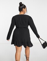 Thumbnail for your product : ASOS Curve ASOS DESIGN Curve wrap front mini dress in black