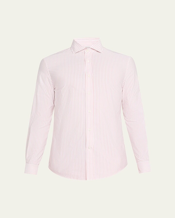 Brunello Cucinelli Men's Cotton Mini Stripe Sport Shirt