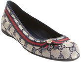 Thumbnail for your product : Gucci navy and red and brown guccissima canvas wen strip detail flats