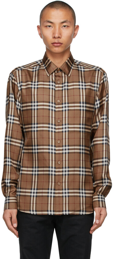 Mens Burberry Check Cuff Shirt | Shop the world's largest 