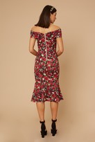Thumbnail for your product : Little Mistress Remy Rose-Print Bardot Midi Dress
