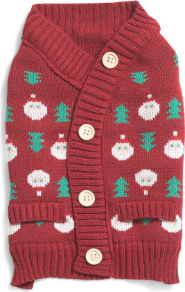 TJMAXX Santa Jacquard Pet Cardigan, Acrylic