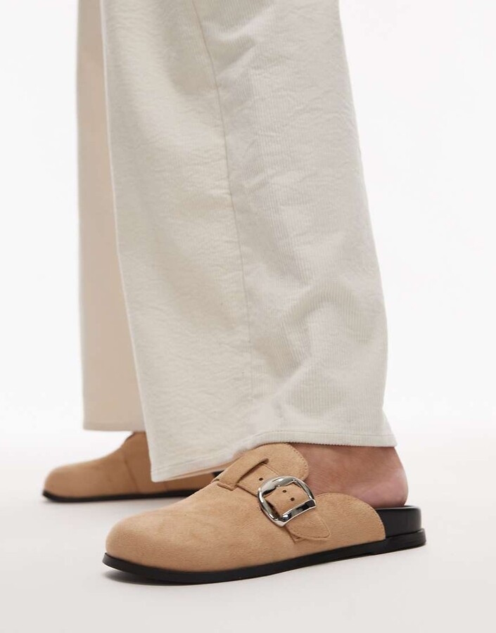 Topshop Beck clog in tan suede