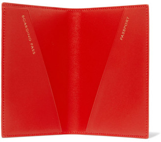 Smythson Mara Croc-effect Leather Passport Cover - Coral