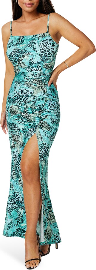 Ruched High Slit Maxi Dress