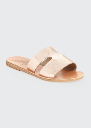 Ancient Greek Sandals Apteros Cutout Leather Flat Slide Sandals