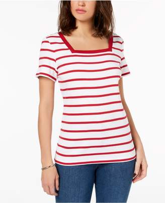 Karen Scott Cotton Square-Neck T-Shirt, Created for Macy's