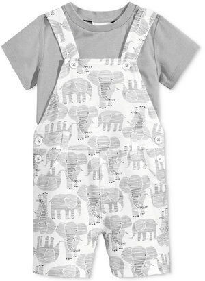 First Impressions 2-Pc. T-Shirt & Elephant-Print Overall Set, Baby Boys (0-24 months), Created for Macy's